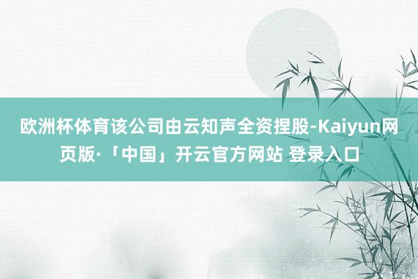 欧洲杯体育该公司由云知声全资捏股-Kaiyun网页版·「中国」开云官方网站 登录入口