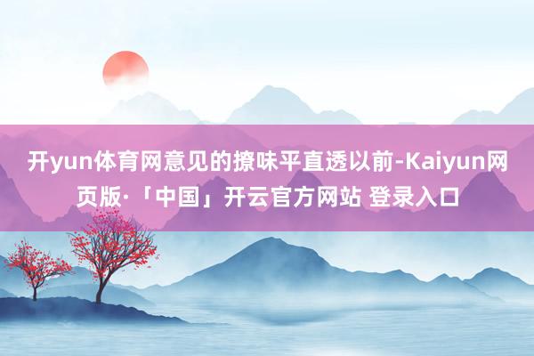 开yun体育网意见的撩味平直透以前-Kaiyun网页版·「中国」开云官方网站 登录入口